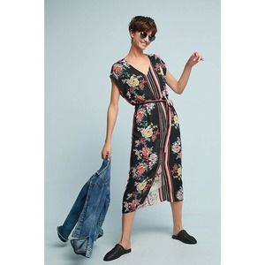 Anthropologie dRA Sanne Midi Floral Dress V-Neck Size Small